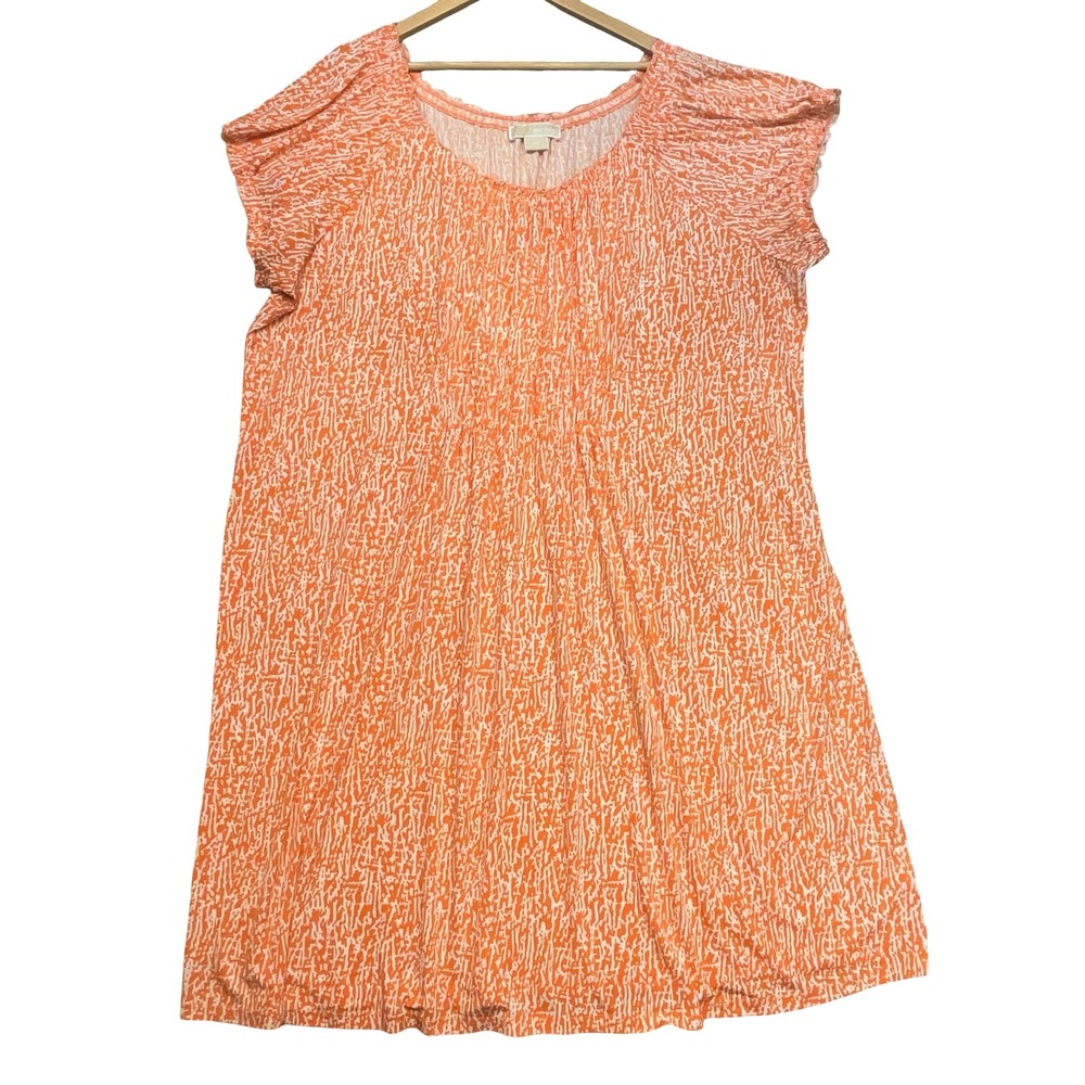 Michael Kors Womens Dress Orange White Abstract Print Short Sleeve Casual 3X